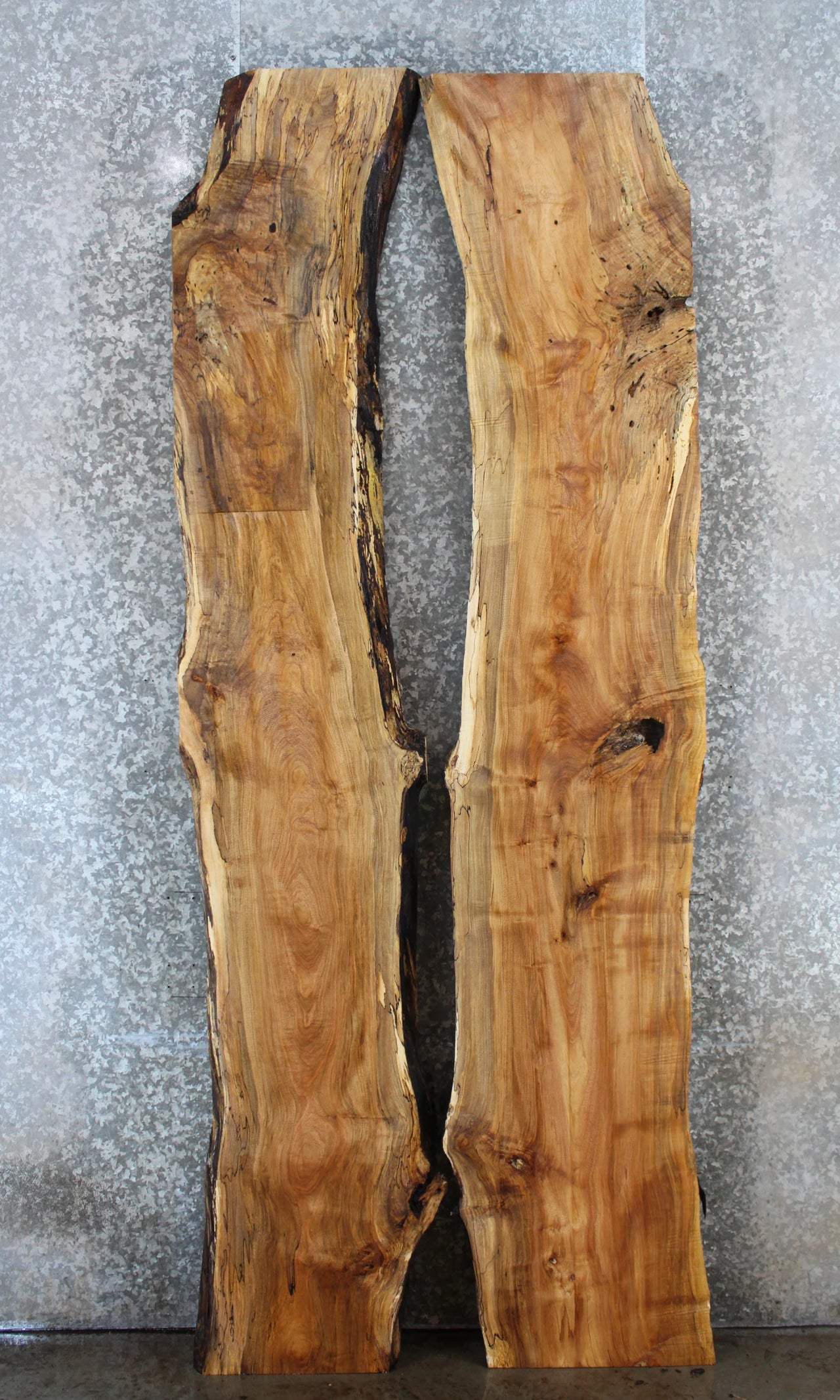 2- Bookmatched Live Edge Spalted Maple River/Kitchen Table Top 20698-20699