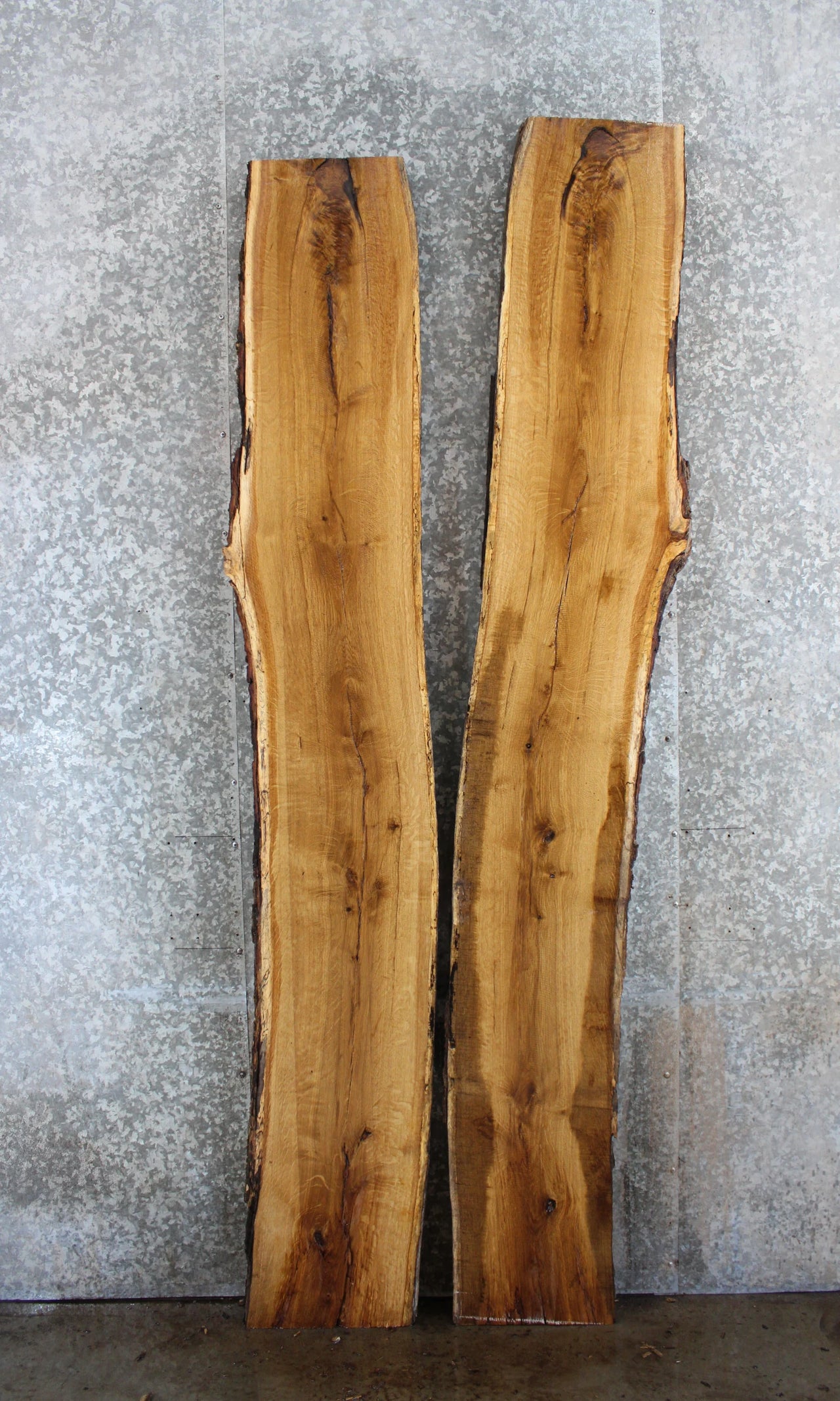 2- Live Edge Bookmatched White Oak Bar/Console Table Top Slabs 22-23