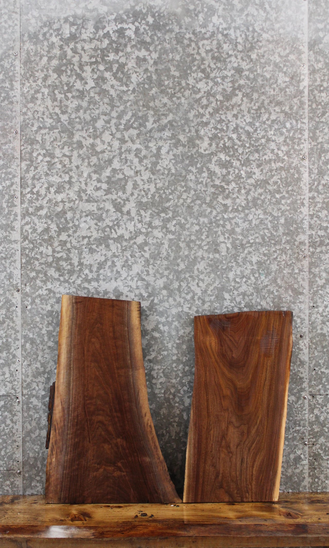 2- Walnut Live Edge Charcuterie/Taxidermy Slabs 235-236