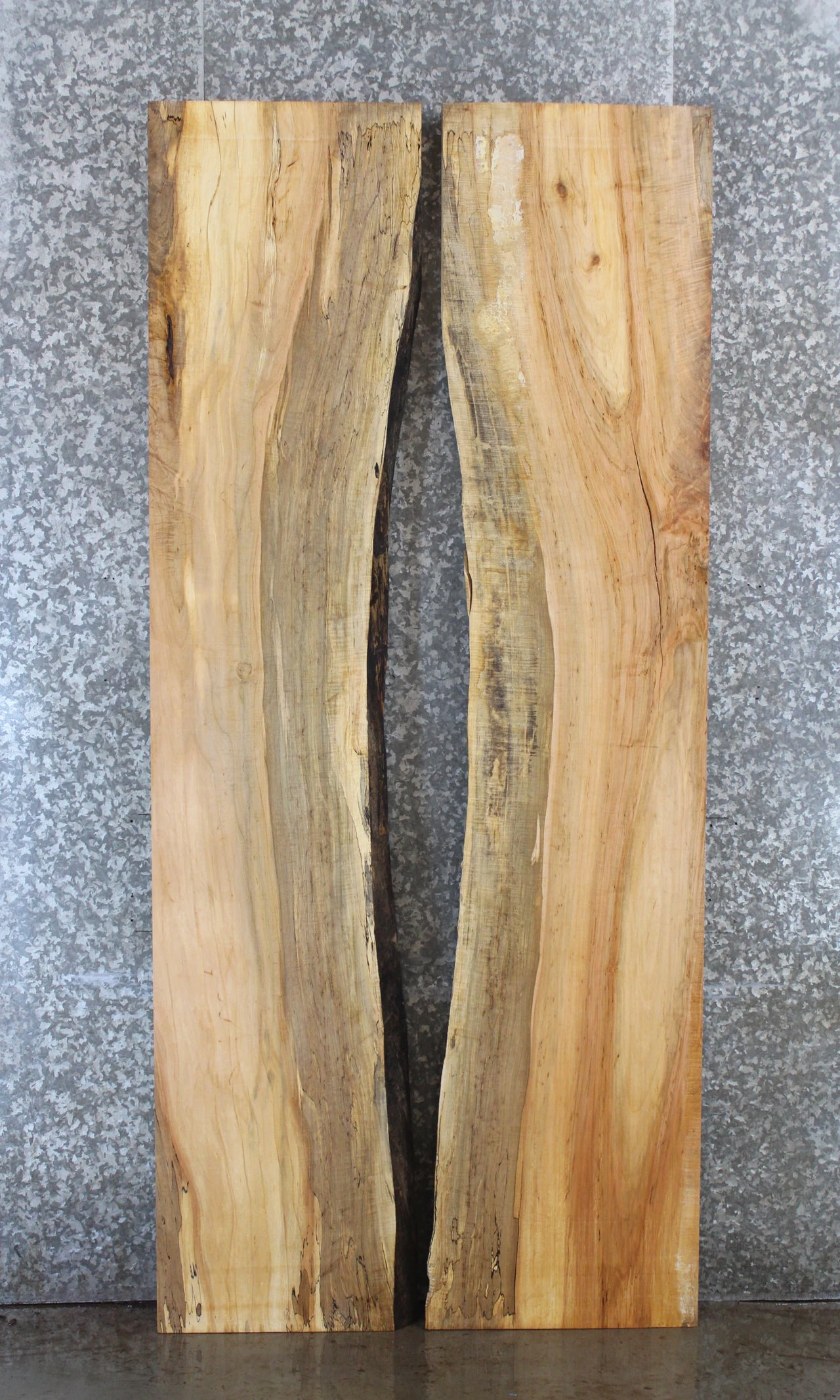 2- Spalted Maple Live Edge Bookmatched Dining Table Top Slabs 285-286