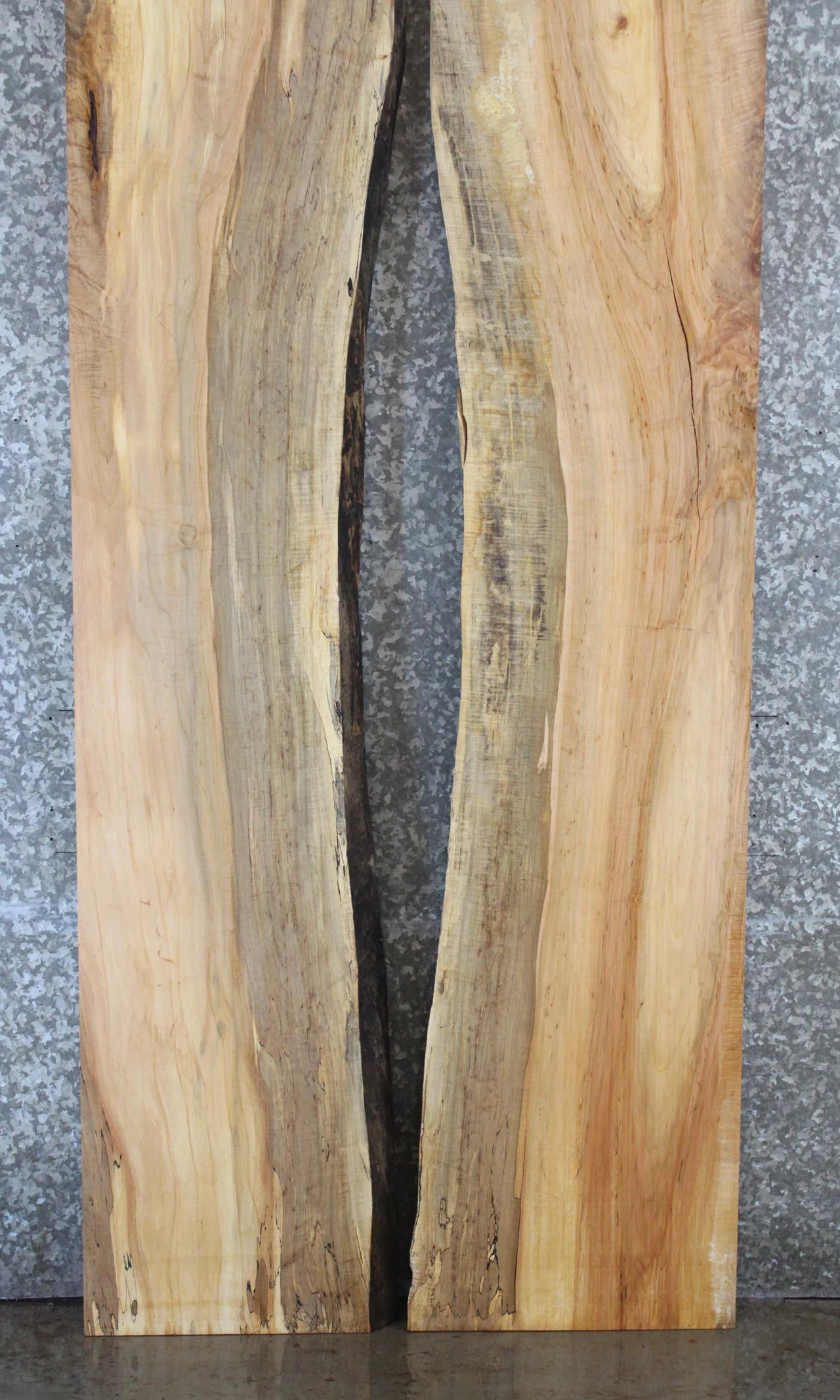 2- Spalted Maple Live Edge Bookmatched Dining Table Top Slabs 285-286