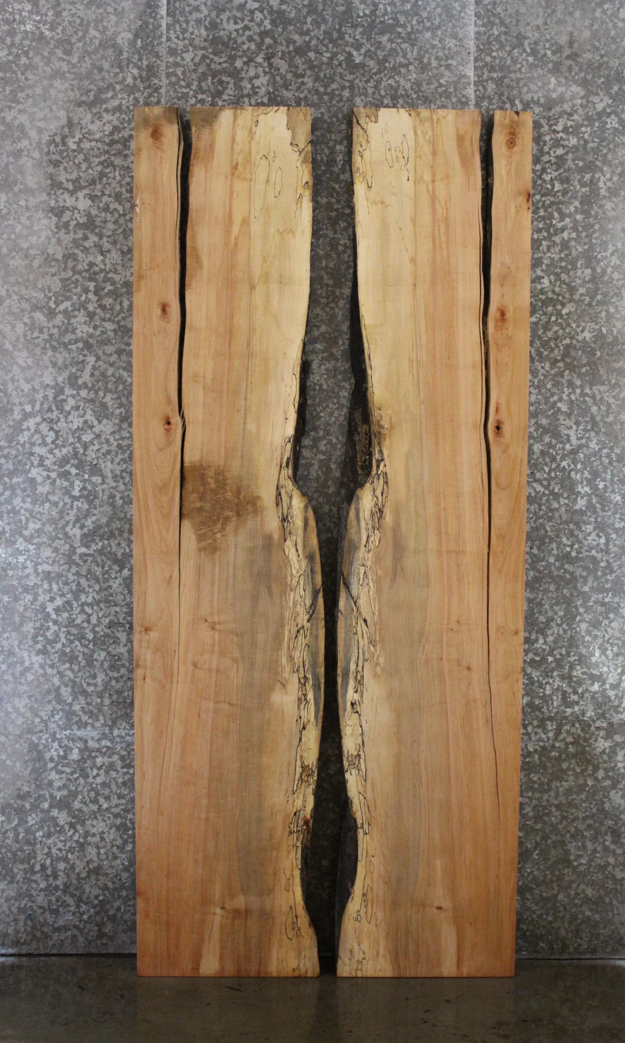 2- Spalted Maple Live Edge Dining Table Top Set, Epoxy Cracks 293,298