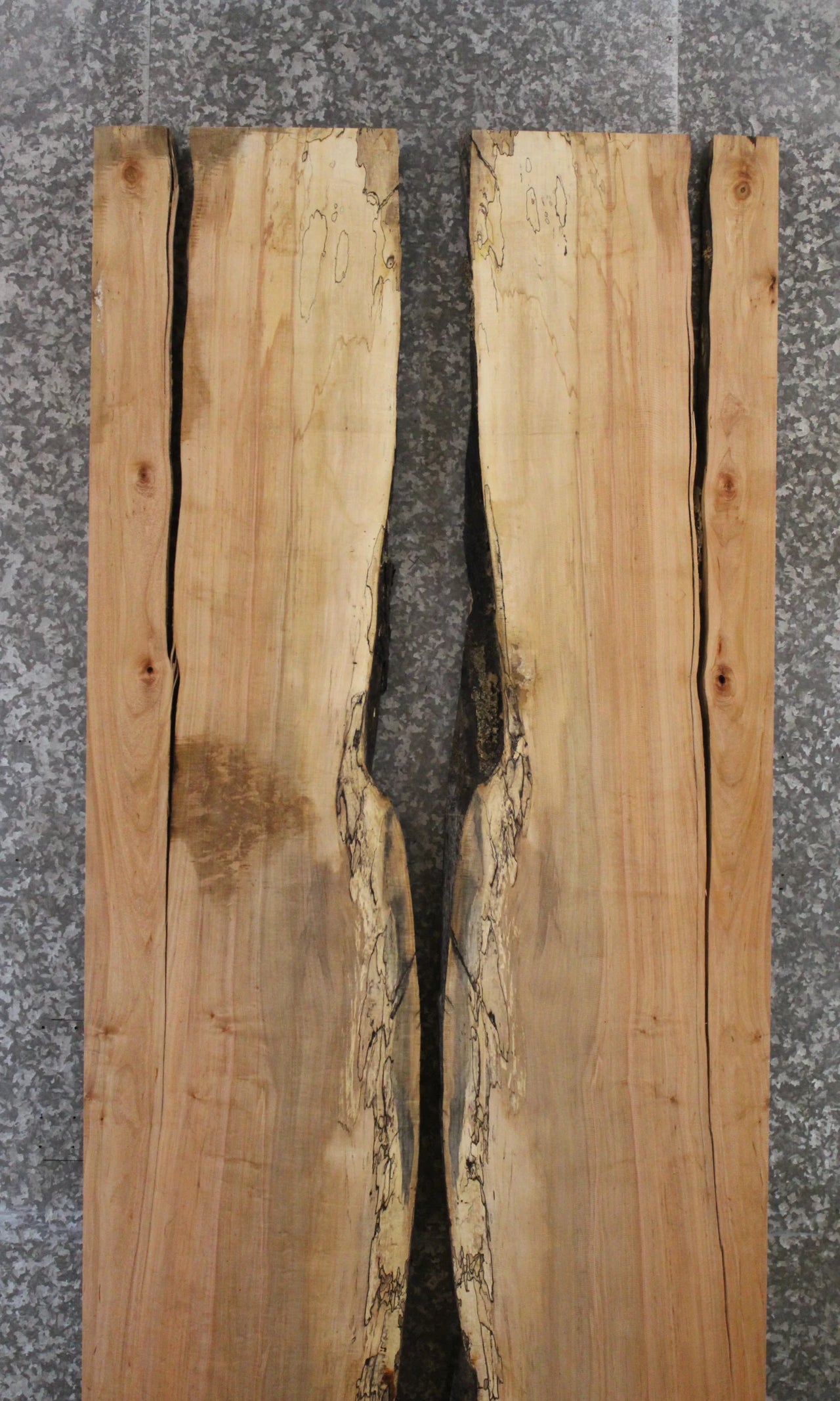 2- Spalted Maple Live Edge Dining Table Top Set, Epoxy Cracks 293,298