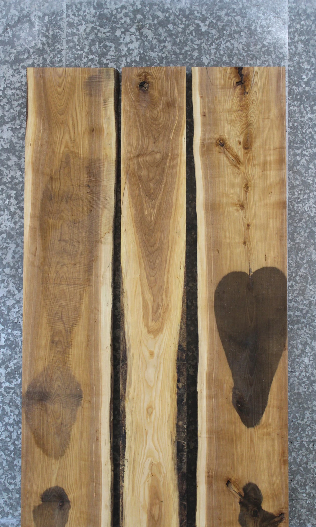 3- Bookmatched Live Edge Ash Dining Table Top Slabs 295,297,299