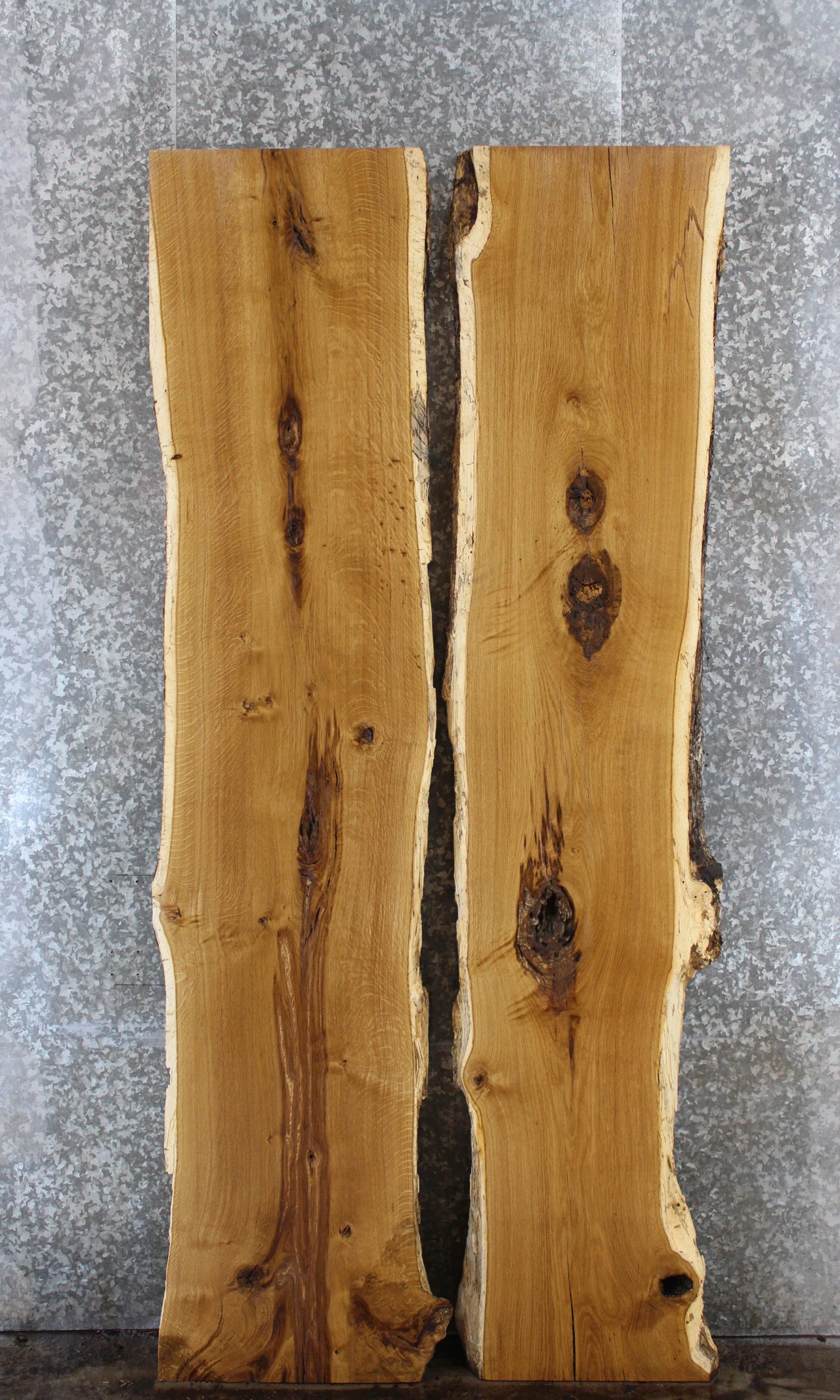 2- Bookmatched Live Edge White Oak River Table Top Slabs 309-310