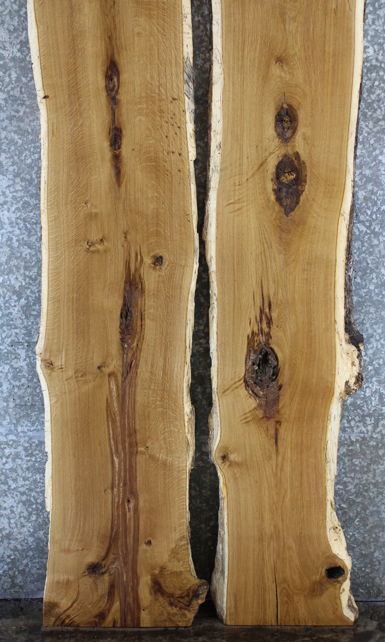 2- Bookmatched Live Edge White Oak River Table Top Slabs 309-310