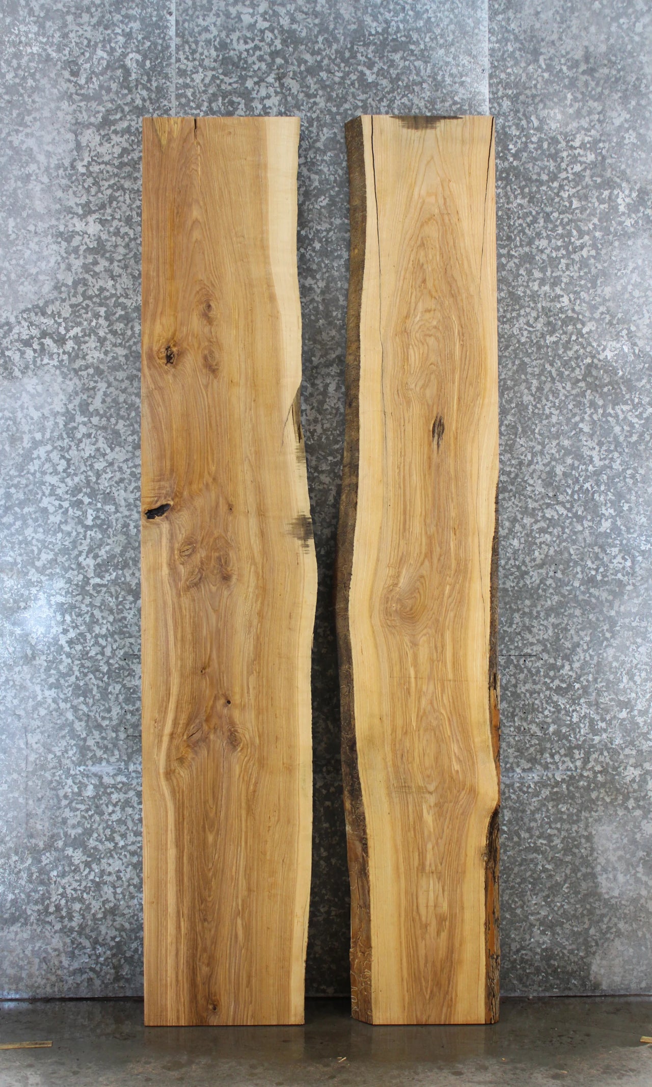 2- Ash Live Edge Book Match Dining Table Top Slabs 31-32