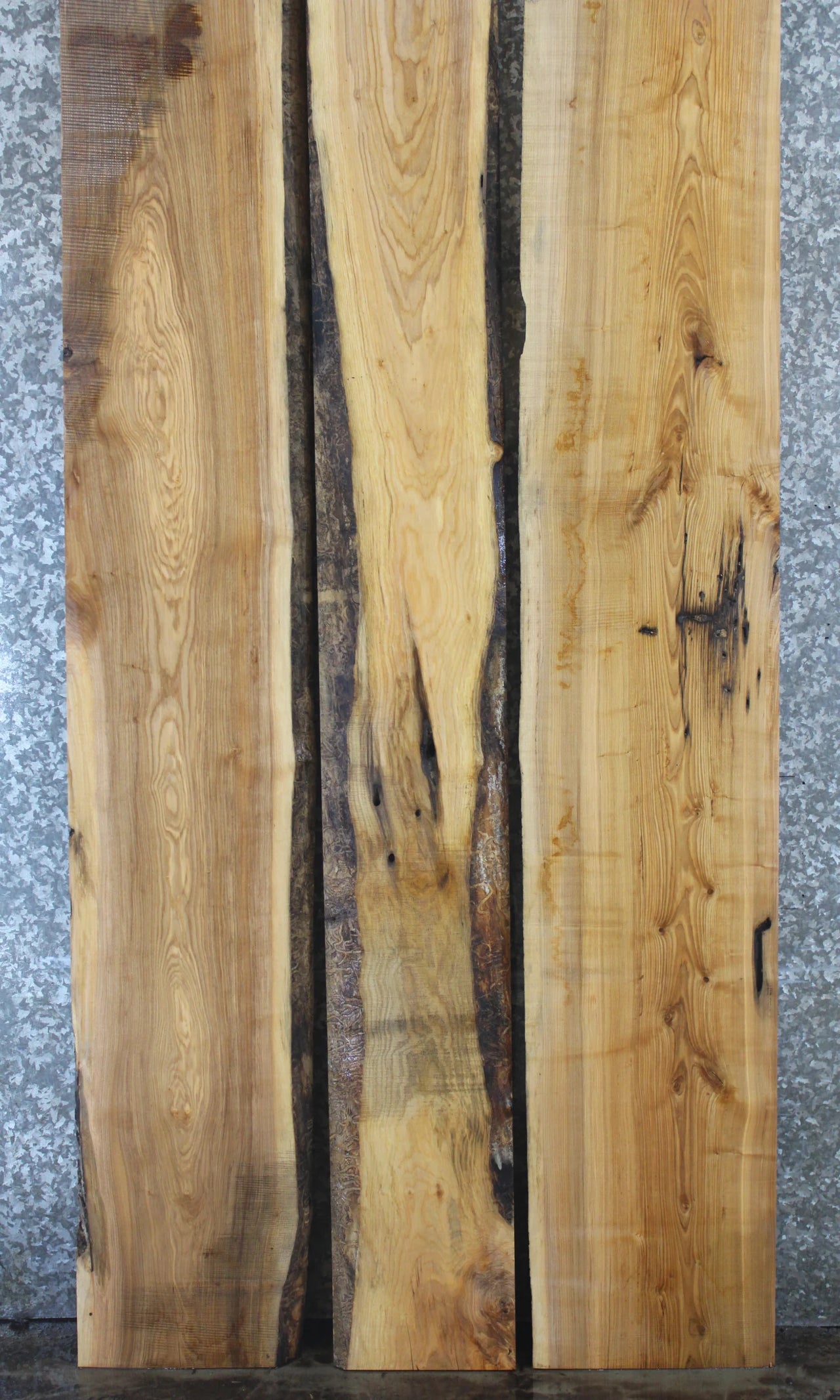 3- Bookmatched Live Edge Ash Kitchen Table Top Slabs 311-313
