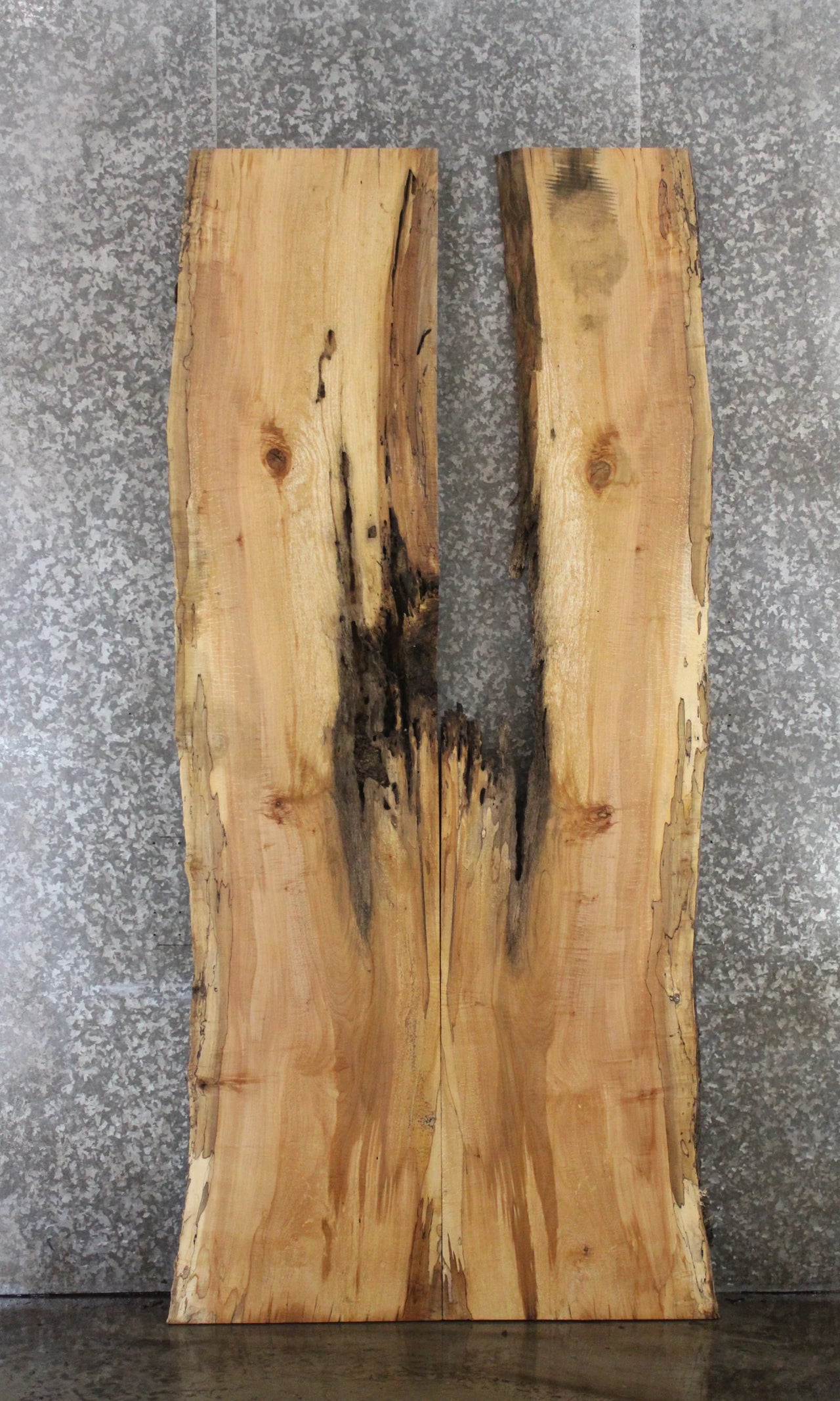 2- Spalted Maple Live Edge Table Top Slabs; Epoxy Project Wood 324-325
