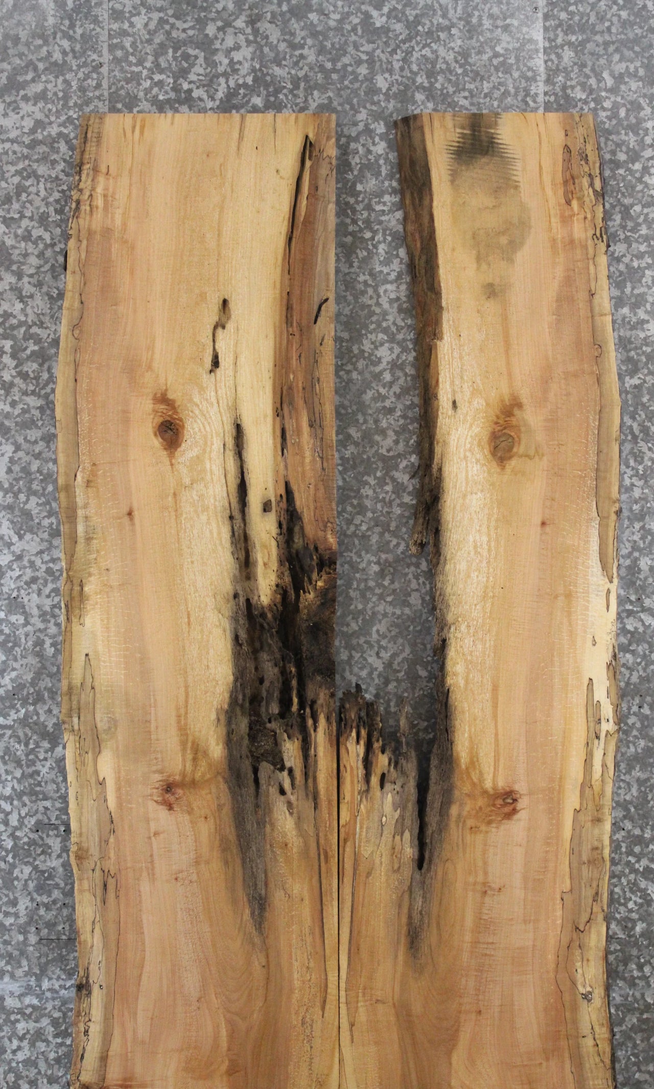 2- Spalted Maple Live Edge Table Top Slabs; Epoxy Project Wood 324-325