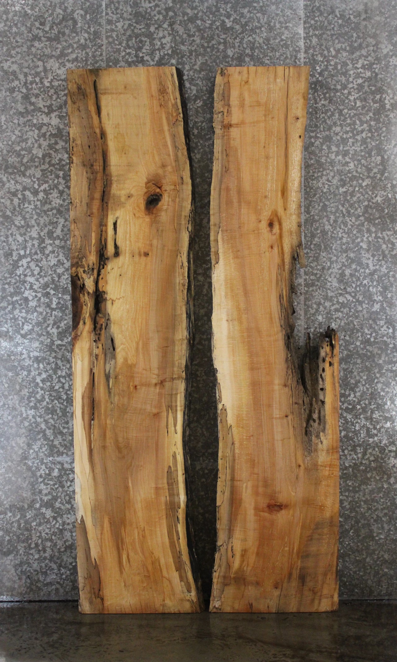 2- Spalted Maple Live Edge Table Top Slabs; Epoxy Project Wood 324-325