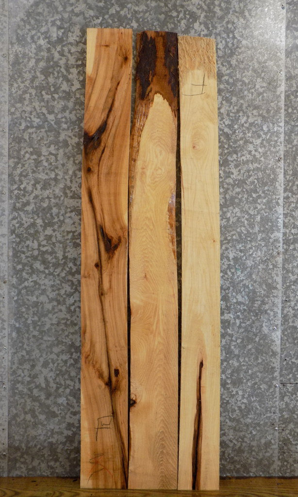 3- Kiln Dried Salvaged Hickory Lumber Boards/Craft Pack Slabs 32904