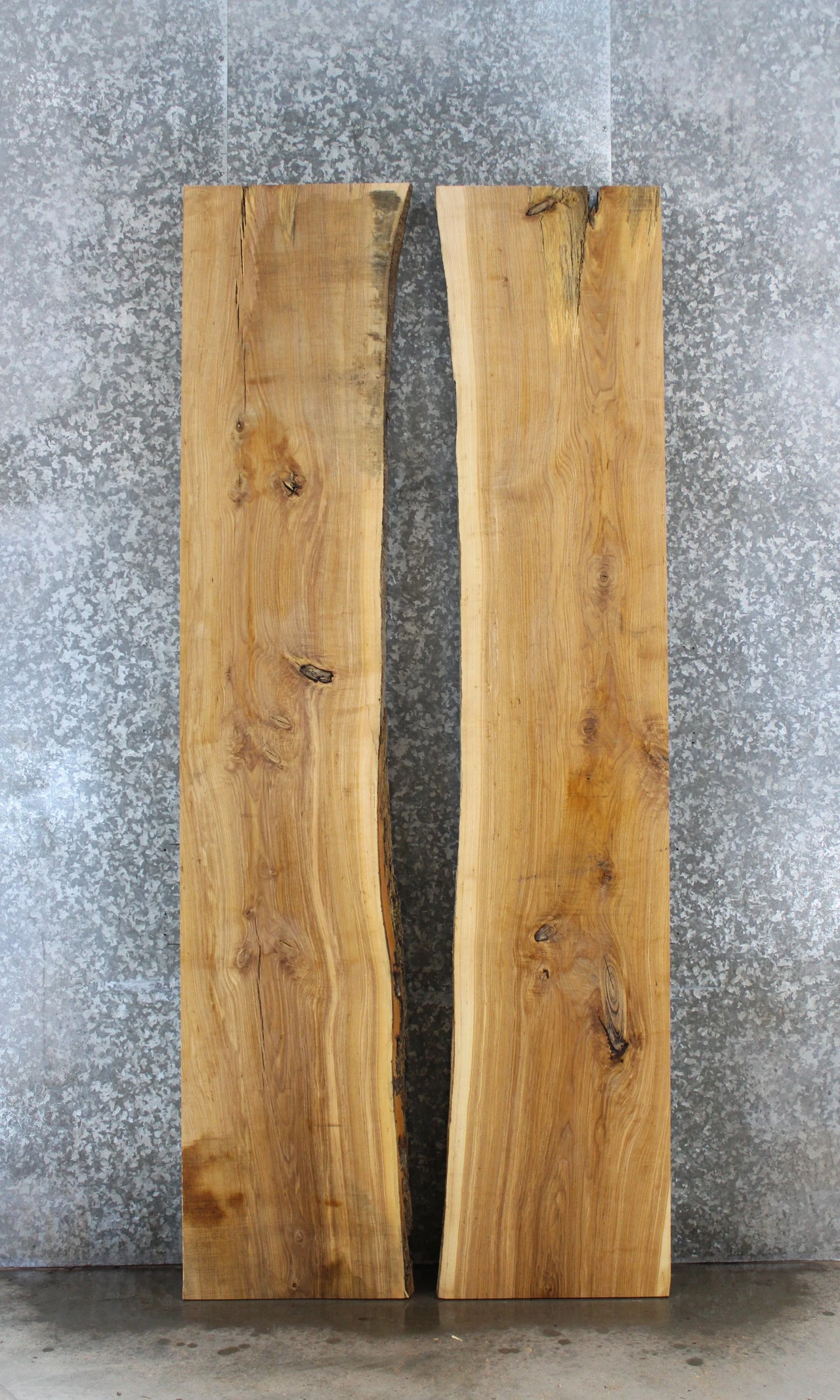 2- Ash Live Edge Book Match Dining Table Top Slabs 344-345