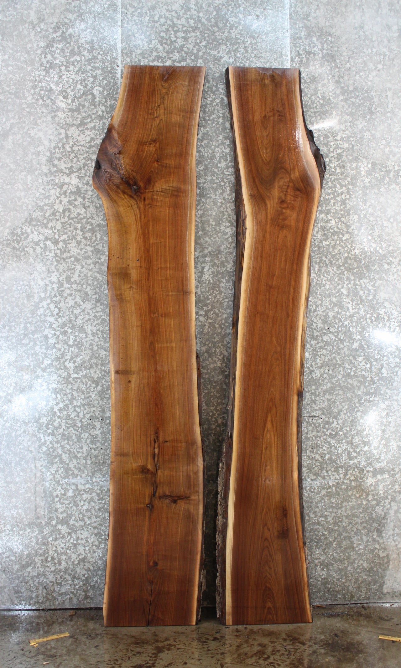 2- Walnut Live Edge Book Match Bar Top/River Table Slabs 346-347