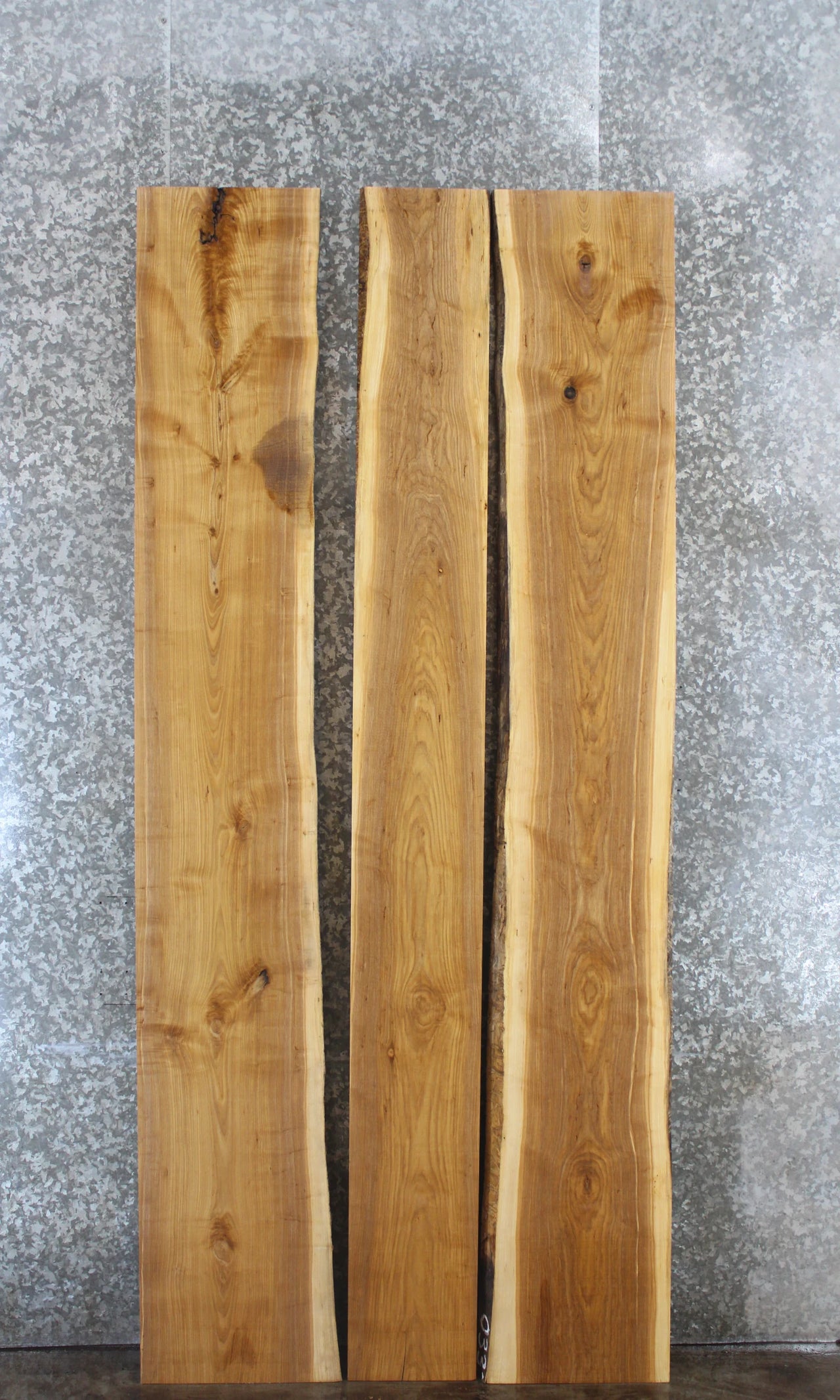 3- Bookmatched Live Edge Ash Kitchen Table Top Slabs 351-353