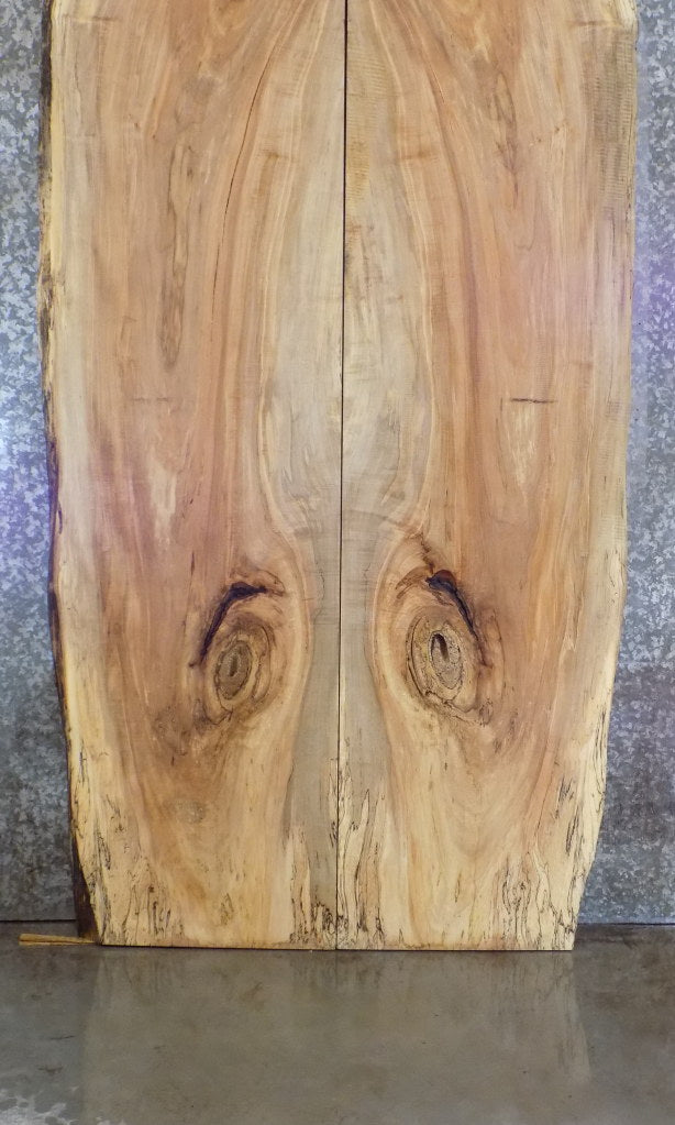 2- Bookmatched Live Edge Spalted Maple Dining Table Top Slabs 361-362