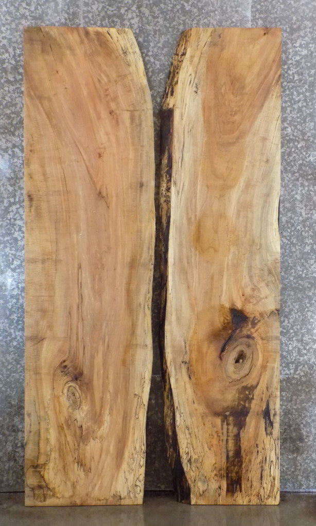 2- Bookmatched Live Edge Spalted Maple Dining Table Top Slabs 361-362