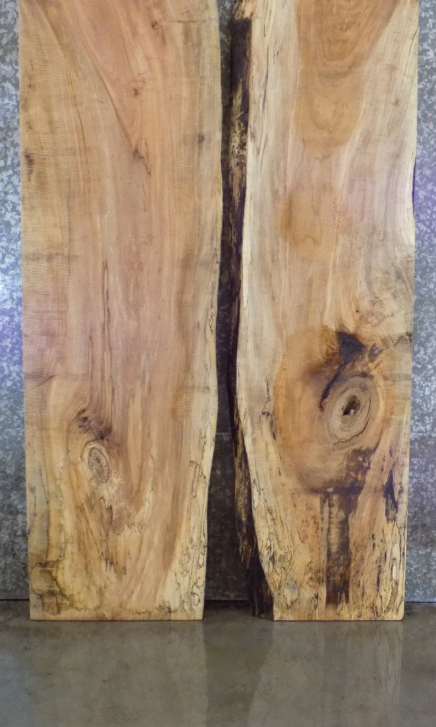2- Bookmatched Live Edge Spalted Maple Dining Table Top Slabs 361-362