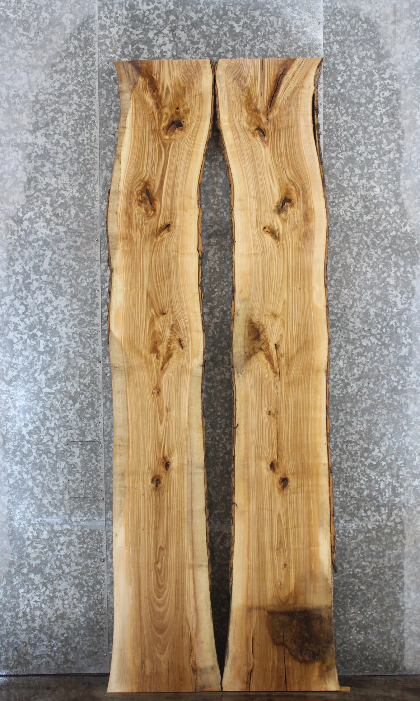 2- Bookmatched Live Edge Ash River Table Top Slabs 381-382
