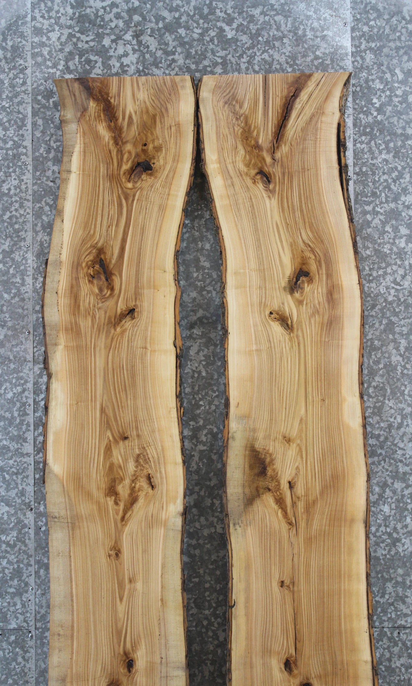 2- Bookmatched Live Edge Ash River Table Top Slabs 381-382
