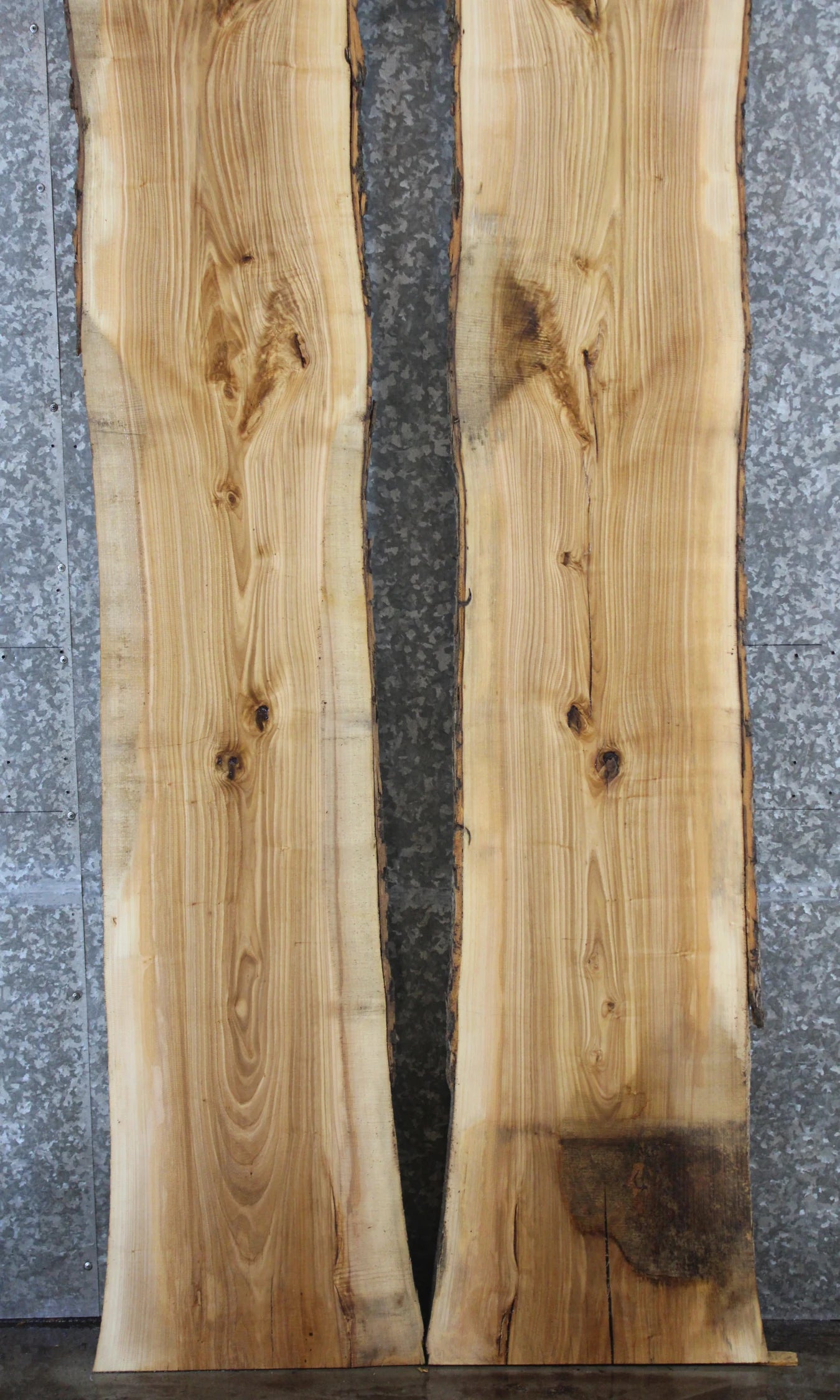 2- Bookmatched Live Edge Ash River Table Top Slabs 381-382