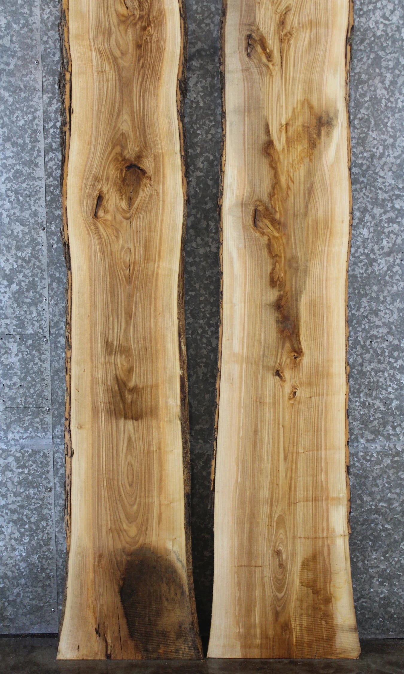 2- Bookmatched Live Edge Ash River Table Top Slabs 381-382