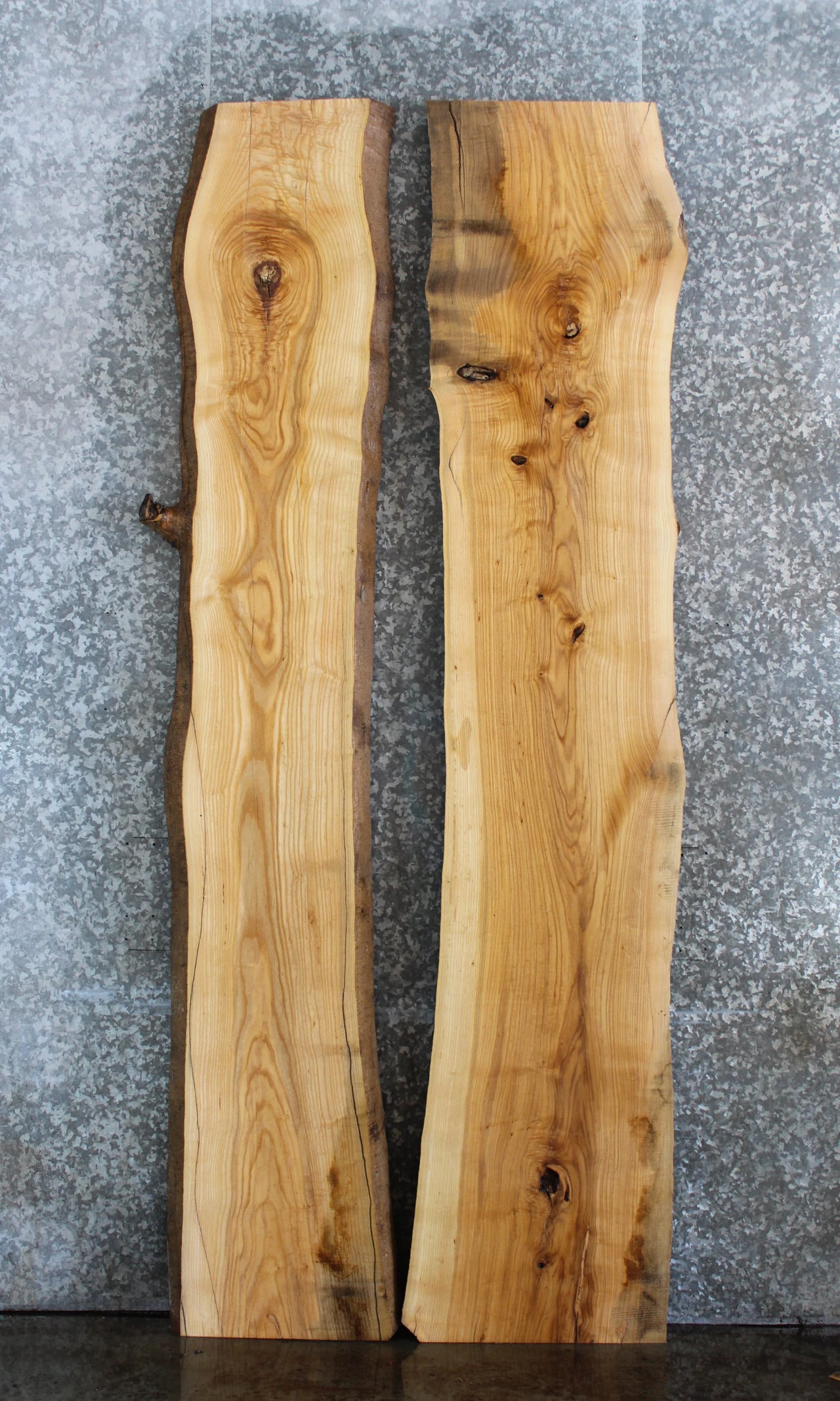 2- Bookmatched Live Edge Ash Dining Table Top Slab 386-387