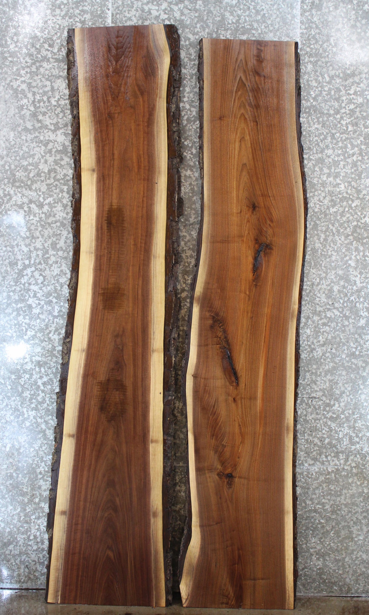2- Natural Edge Black Walnut Bar Top Slabs, Live Edge River Table 389-390