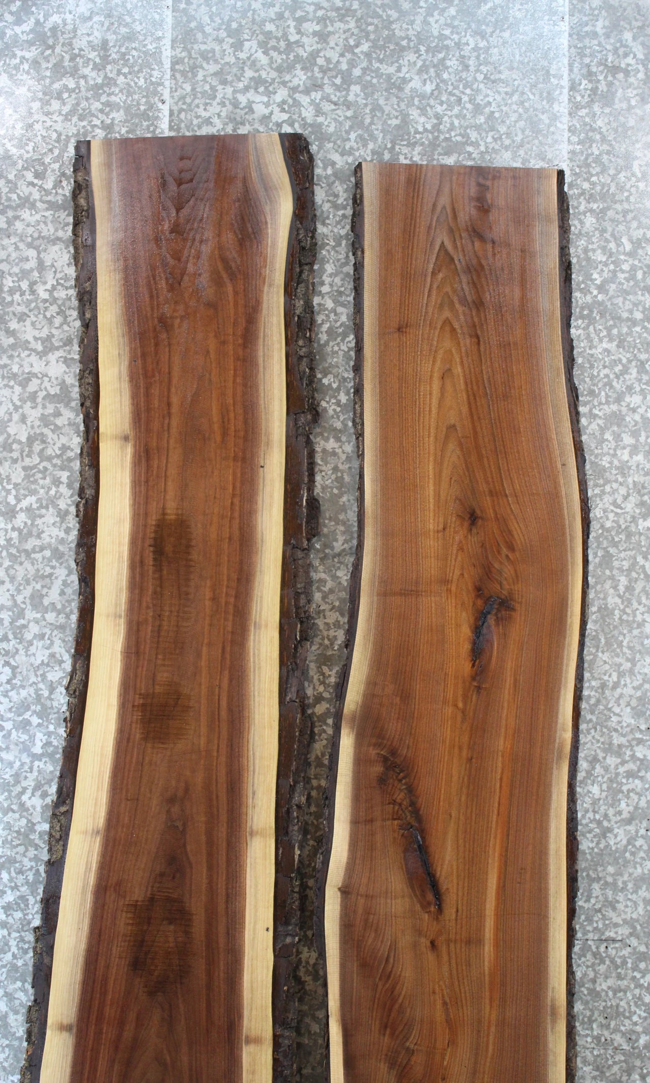2- Natural Edge Black Walnut Bar Top Slabs, Live Edge River Table 389-390
