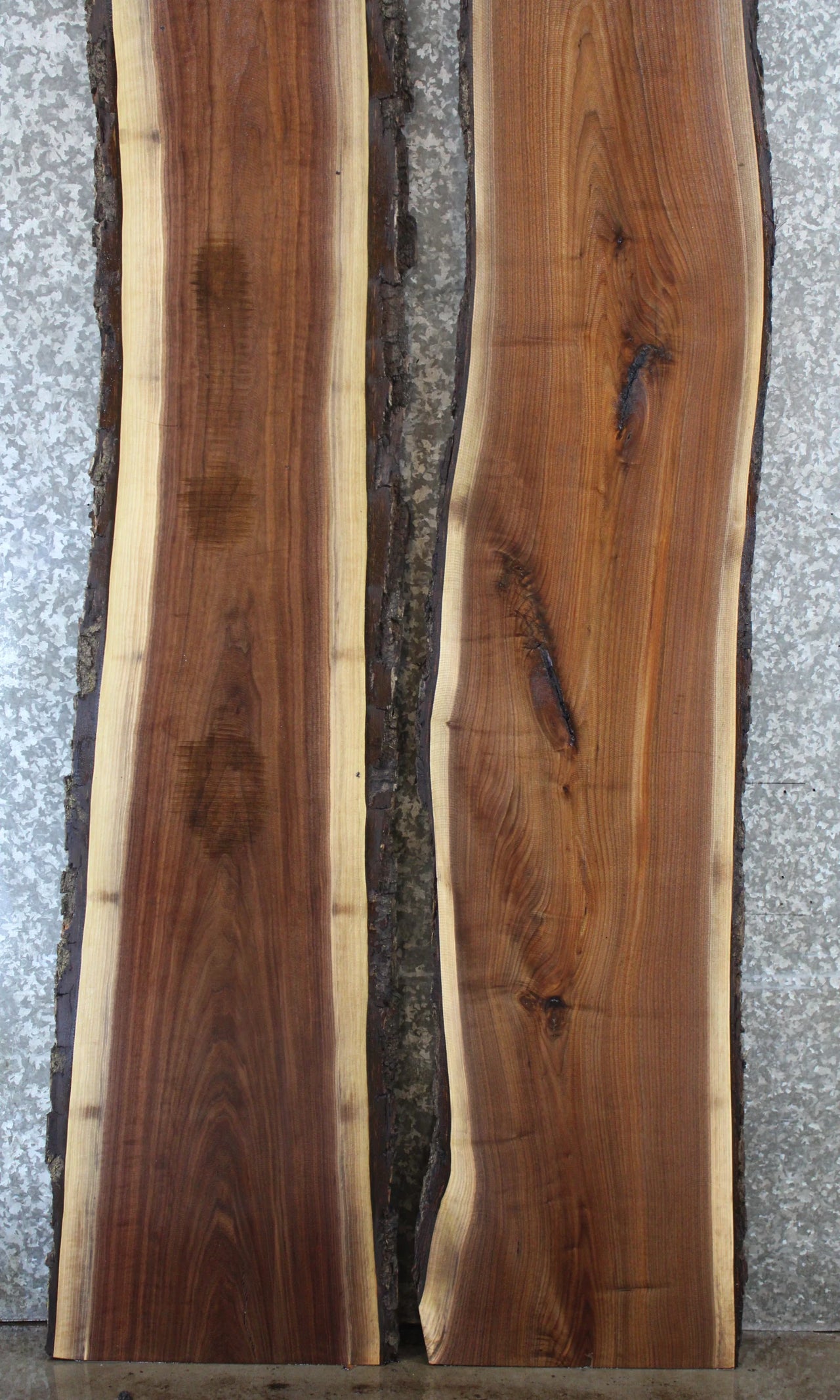 2- Natural Edge Black Walnut Bar Top Slabs, Live Edge River Table 389-390