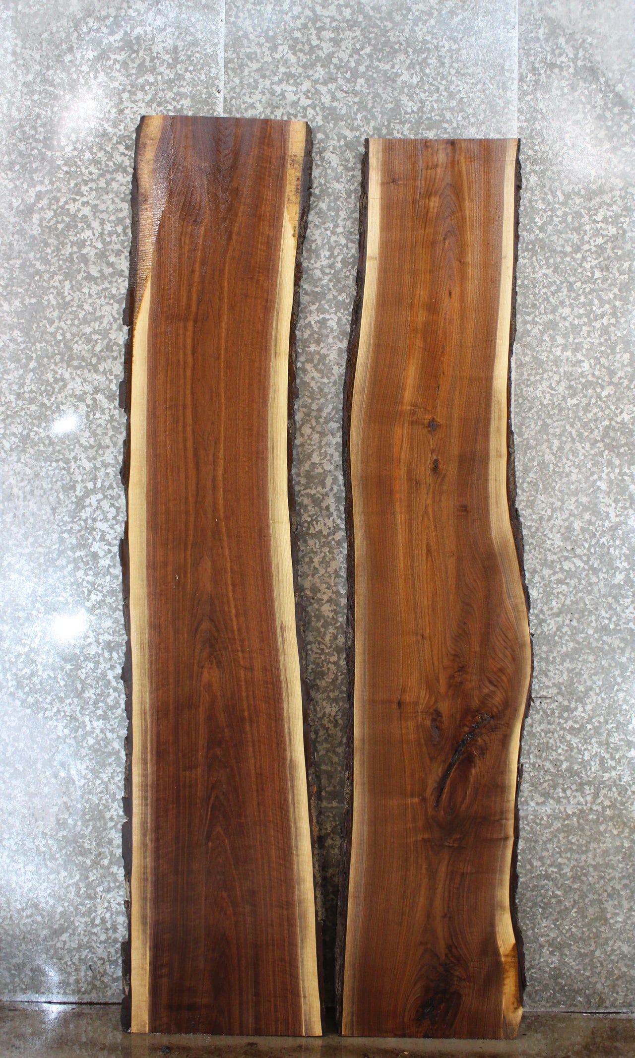 2- Natural Edge Black Walnut Bar Top Slabs, Live Edge River Table 389-390