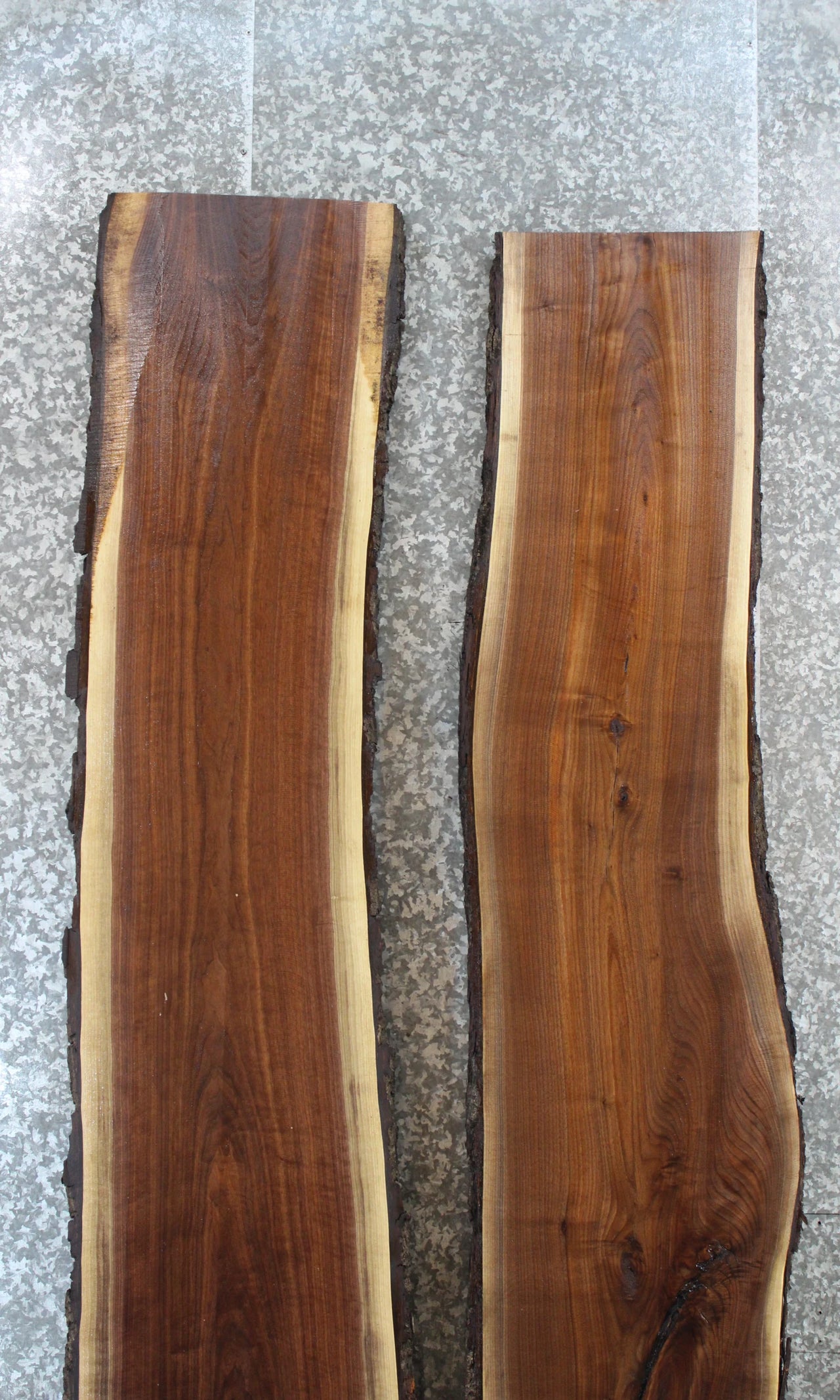 2- Natural Edge Black Walnut Bar Top Slabs, Live Edge River Table 389-390