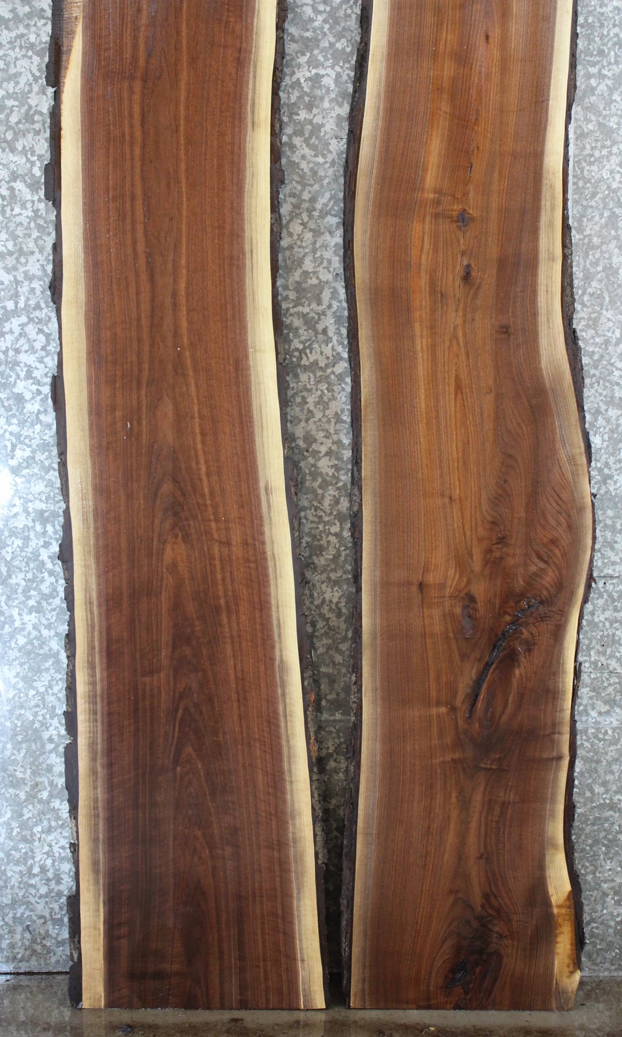 2- Natural Edge Black Walnut Bar Top Slabs, Live Edge River Table 389-390