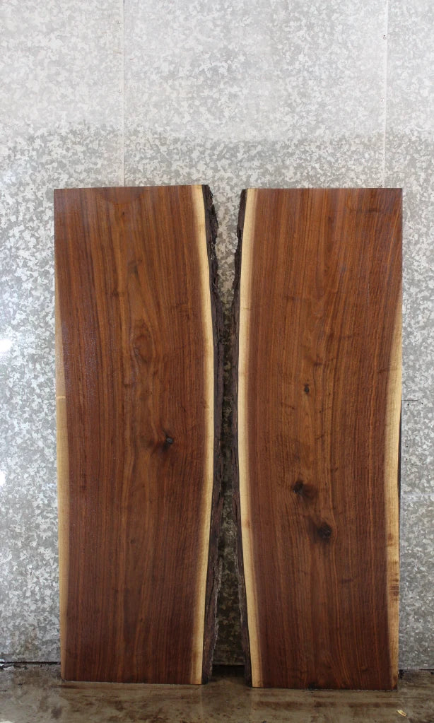 2- Live Edge Black Walnut Dining Table Top Set, Office Desk 39009-39010