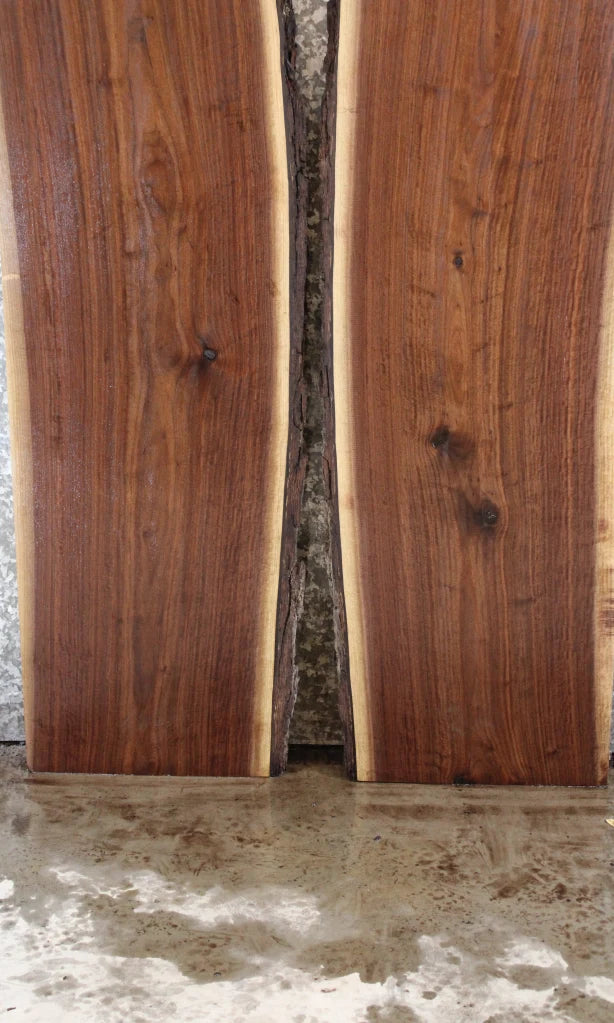 2- Live Edge Black Walnut Dining Table Top Set, Office Desk 39009-39010