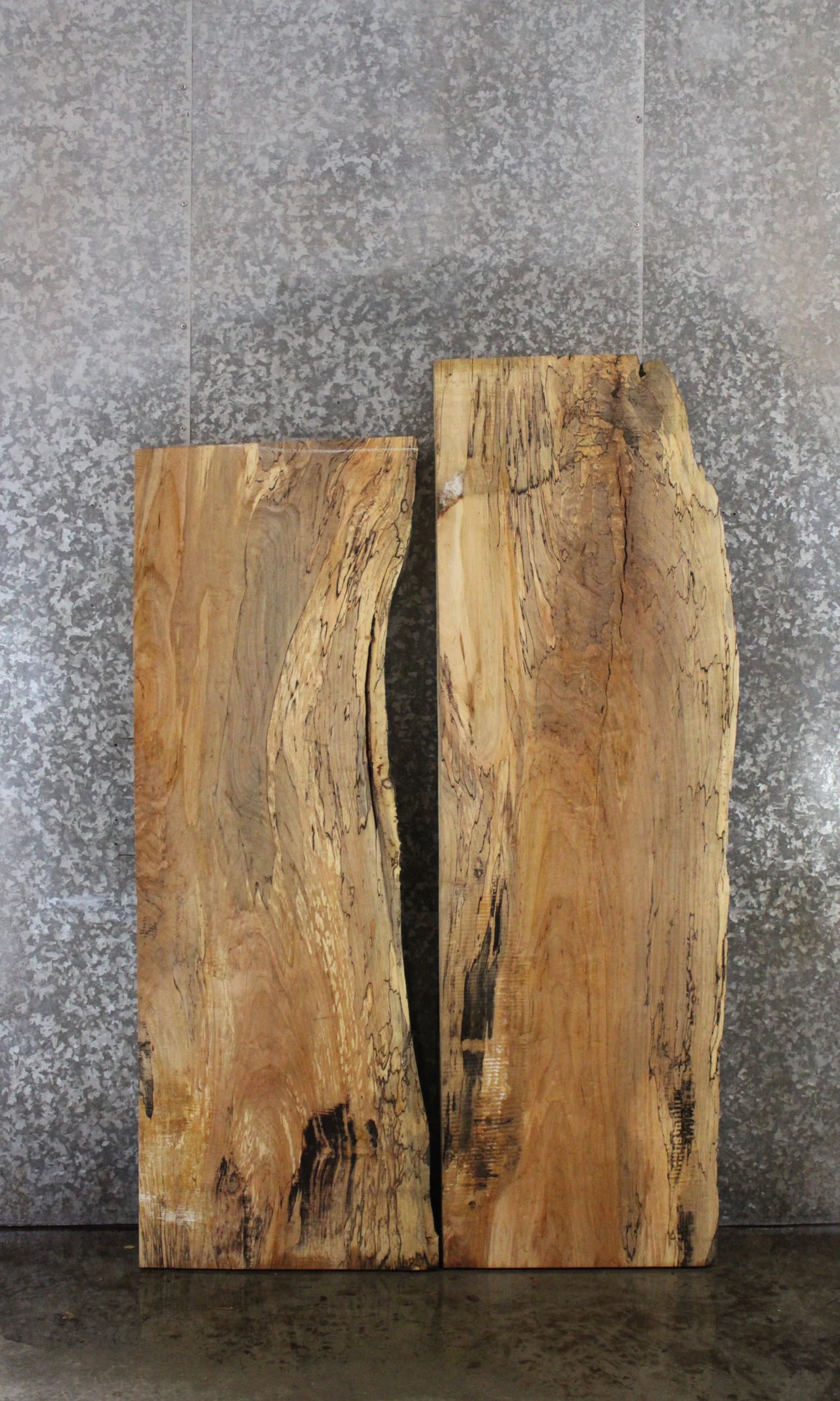 2- Spalted Maple Live Edge Shelf/Bench Slabs 39014