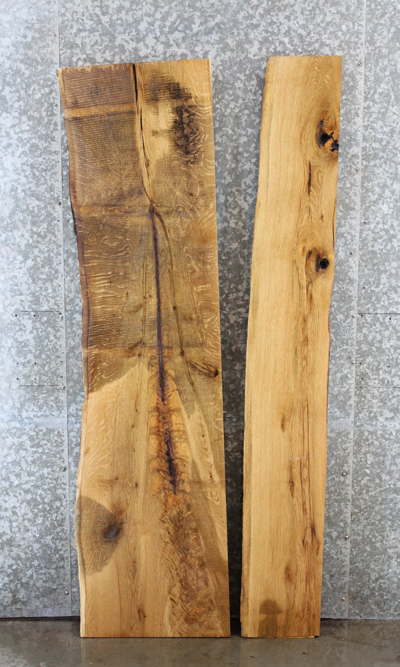 2- White Oak Live Edge Slab Combo, Bar Top & Shelf Slab 39021