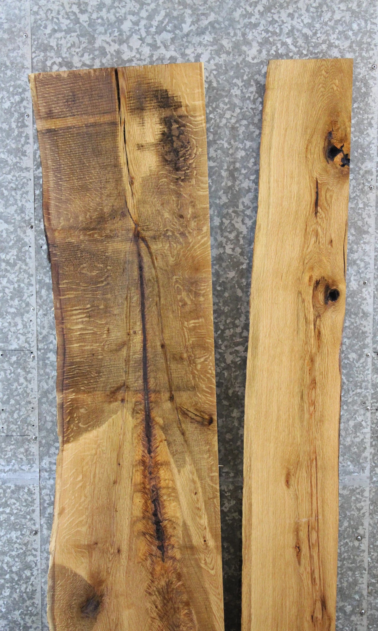 2- White Oak Live Edge Slab Combo, Bar Top & Shelf Slab 39021