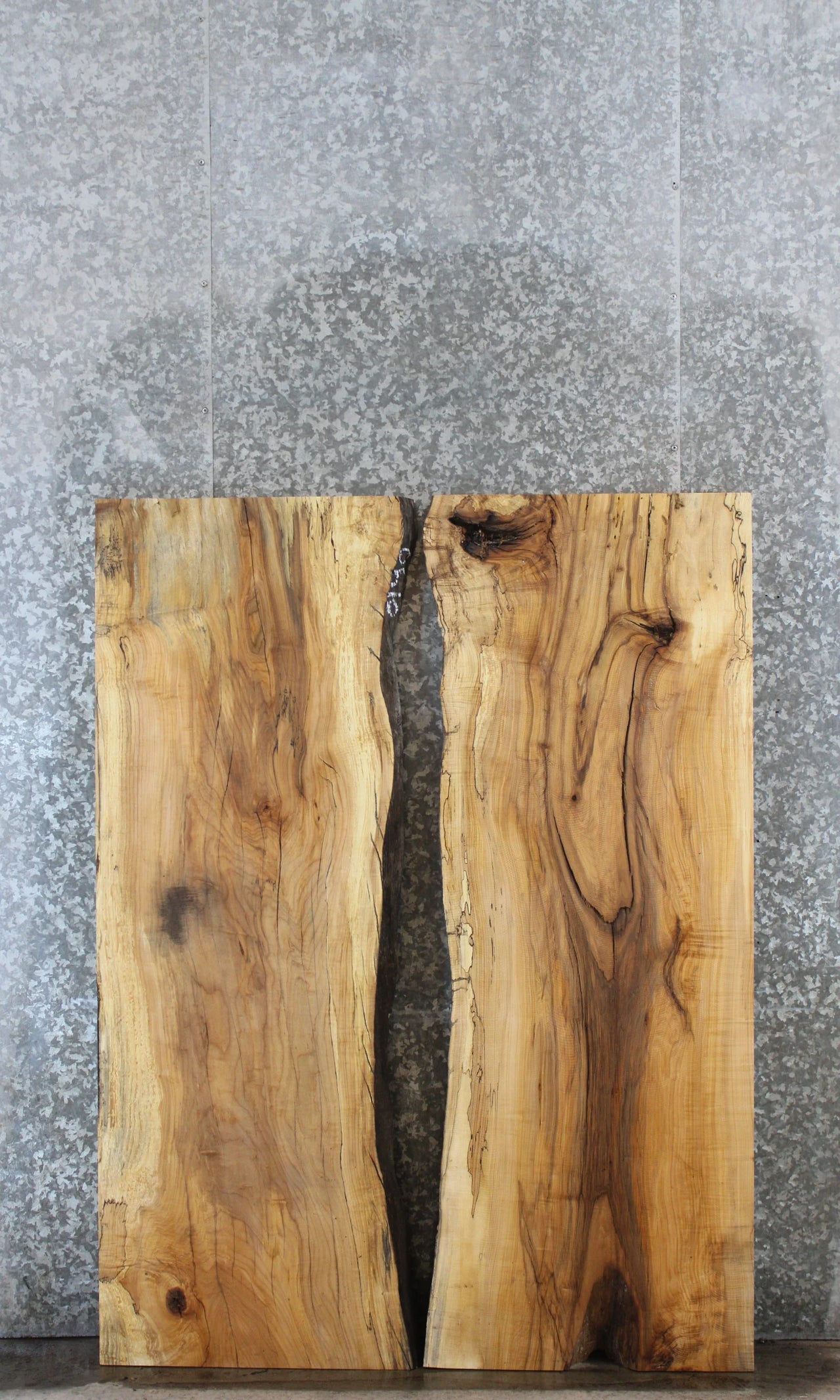 2- Bookmatched Live Edge Maple Kitchen Table Top Slab Set 39029-39030