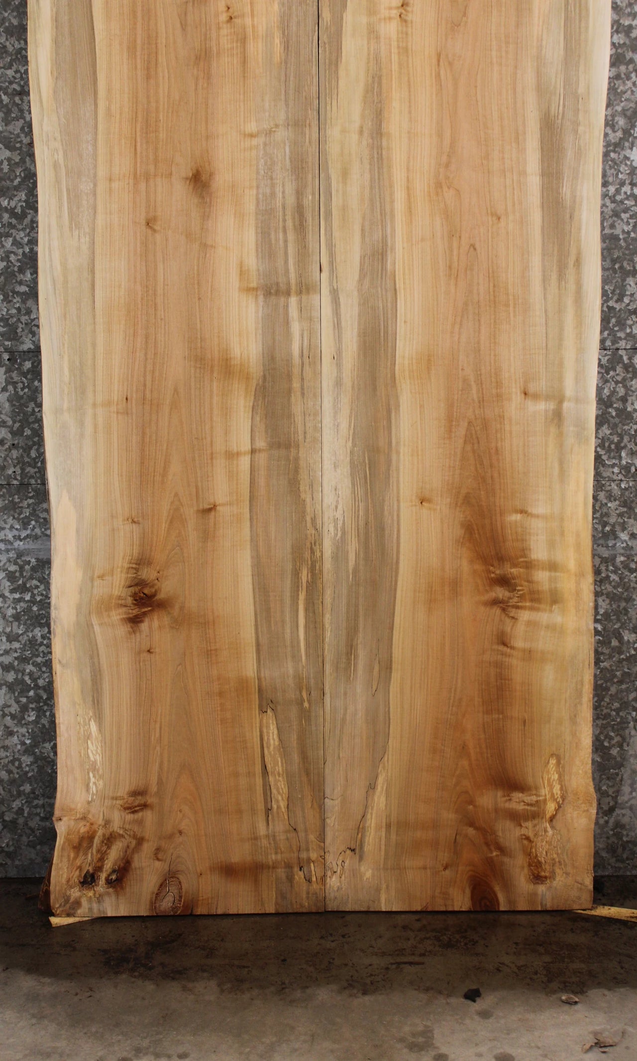 2- Bookmatched Maple Natural Edge Dining Table Top Set 39032-39033