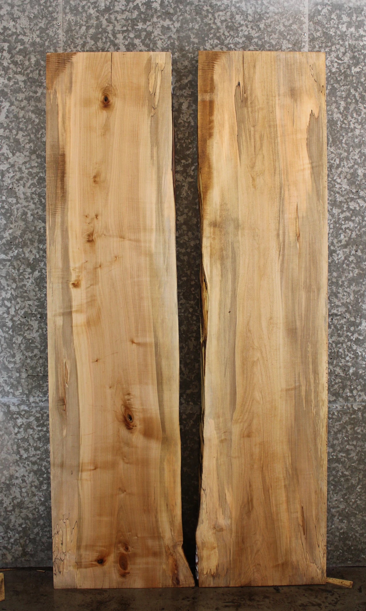 2- Bookmatched Maple Natural Edge Dining Table Top Set 39032-39033