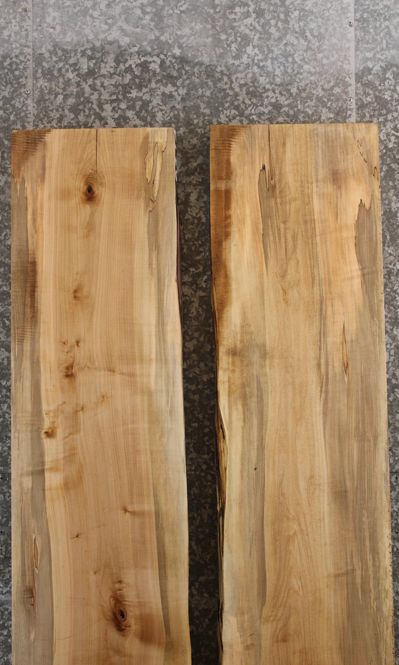 2- Bookmatched Maple Natural Edge Dining Table Top Set 39032-39033