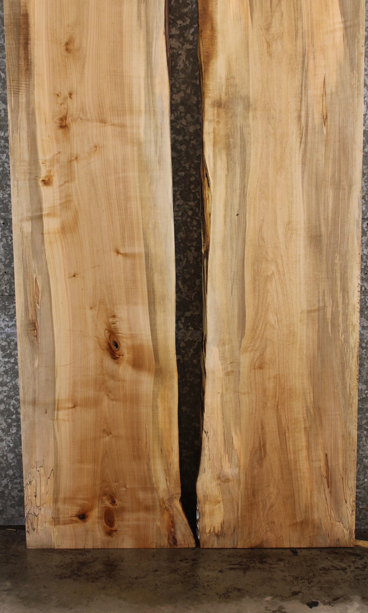 2- Bookmatched Maple Natural Edge Dining Table Top Set 39032-39033