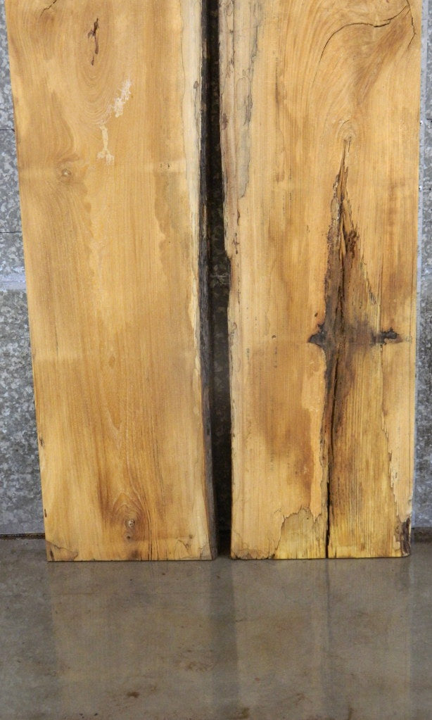 2- Live Edge Hackberry Bookmatched Kitchen Table Top Slabs 39042-39043