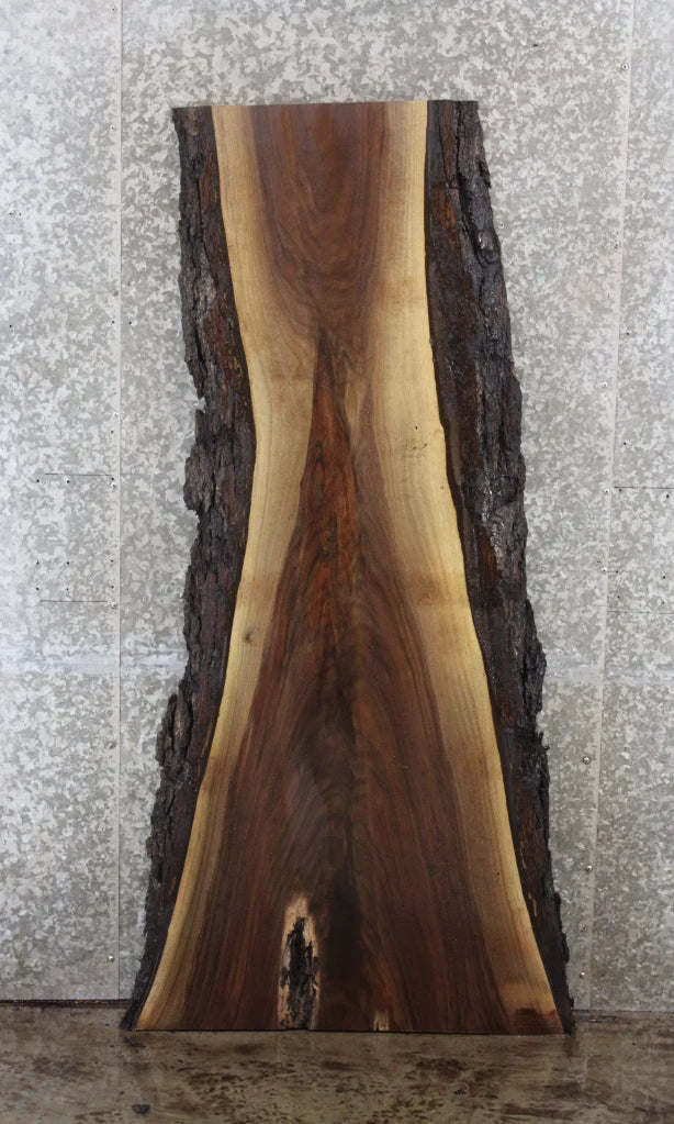 Live Edge Black Walnut Bar Top Slab, Rustic Bark 39053