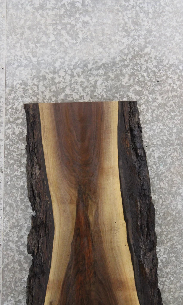 Live Edge Black Walnut Bar Top Slab, Rustic Bark 39053