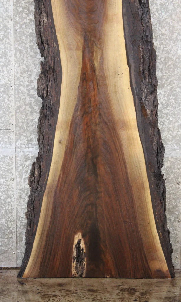 Live Edge Black Walnut Bar Top Slab, Rustic Bark 39053