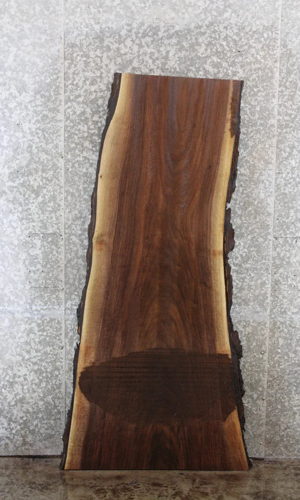 Live Edge Black Walnut Bar Top Slab, Rustic Bark 39053