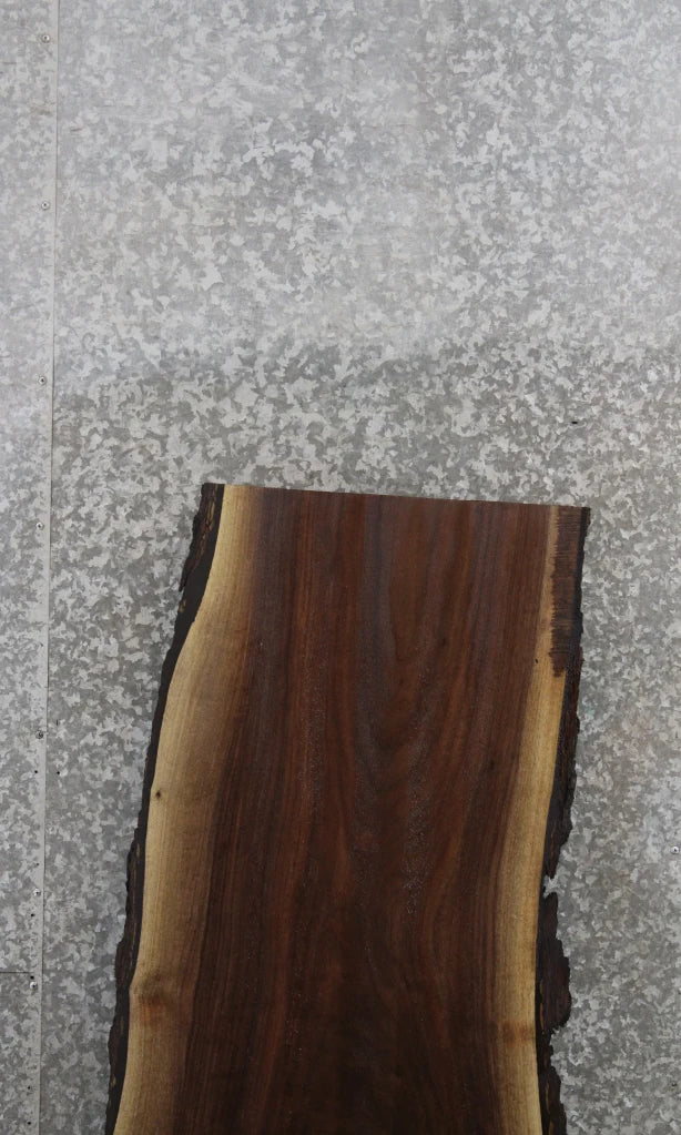 Live Edge Black Walnut Bar Top Slab, Rustic Bark 39053