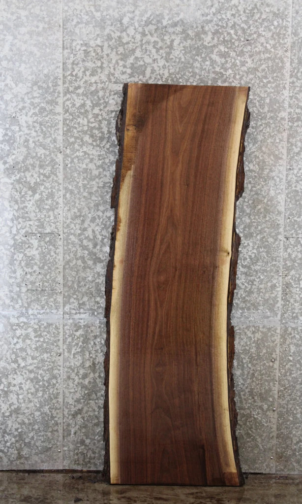 Live Edge Black Walnut Bar Top Slab, Rustic Bark 39054